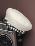 Checkered Lined Beret Hat - White