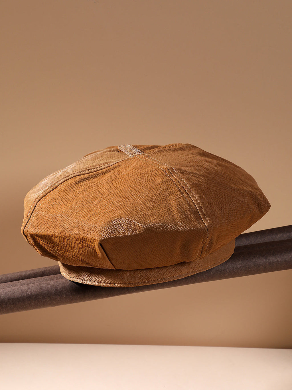 Pebbled Bakerboy Hat - Beige