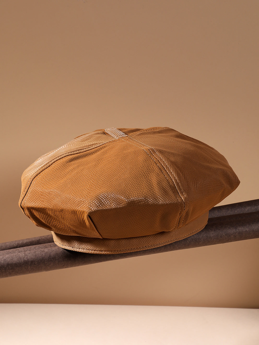 Pebbled Bakerboy Hat - Beige