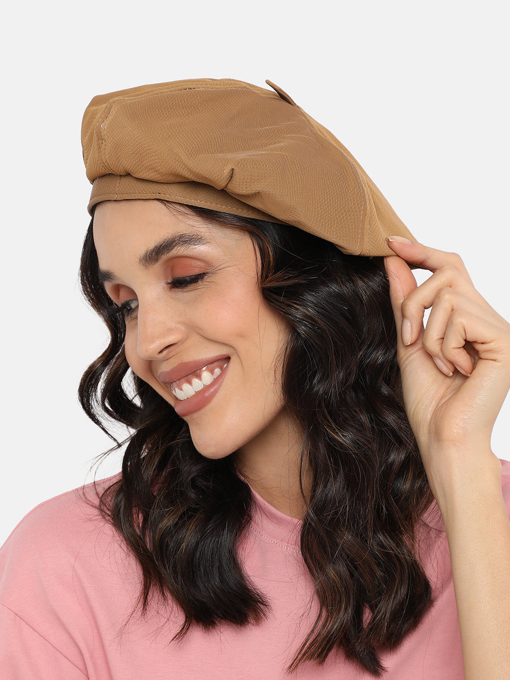Pebbled Bakerboy Hat - Beige