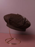 Pebbled Bakerboy Hat - Chocolate Brown