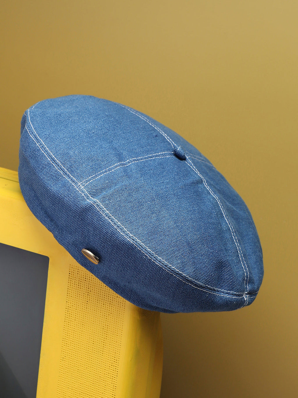Haute Sauce Denim Beret Hat - Medium-Wash Blue