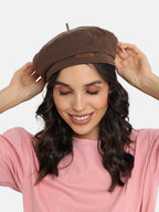 Haute Sauce Pin Tipped Beret Hat - Coffee Brown
