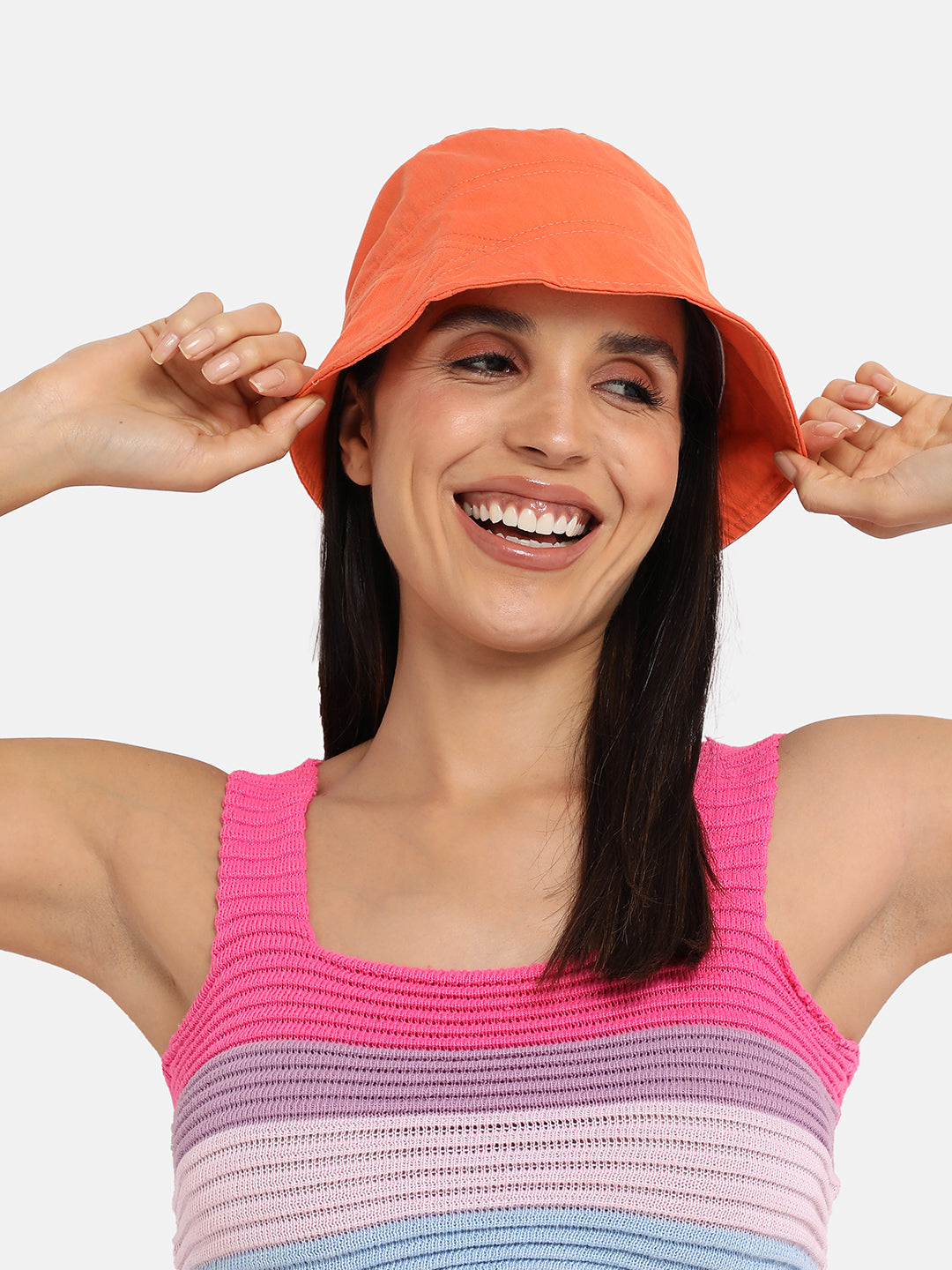 Haute Sauce Self-Design Patched Bucket Hat - Orange