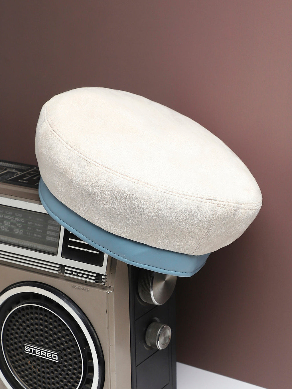 Haute Sauce Contrast Texture Beret Hat - White & Blue