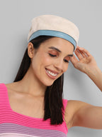 Haute Sauce Contrast Texture Beret Hat - White & Blue
