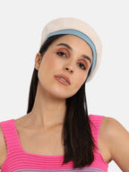 Haute Sauce Contrast Texture Beret Hat - White & Blue