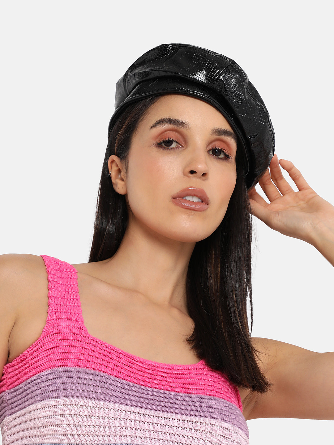 Pebbled Beret Hat - Black