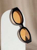 Solid Oval Sunglasses - Black