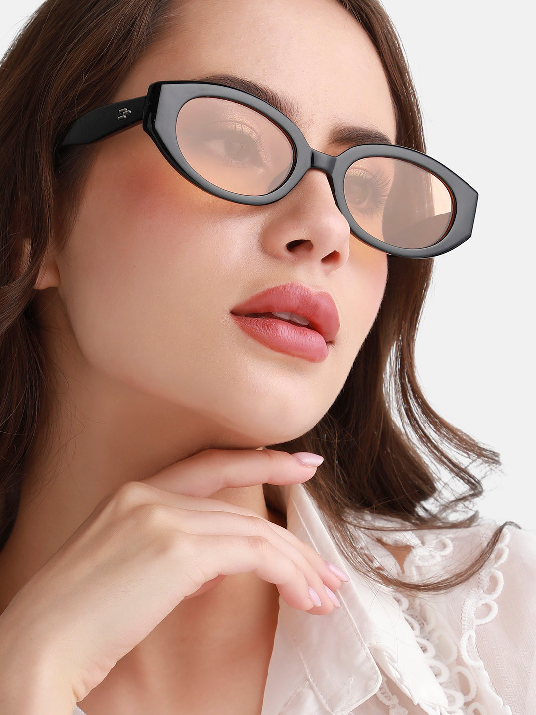 Solid Oval Sunglasses - Black