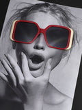 Solid Oversized Sunglasses - Red