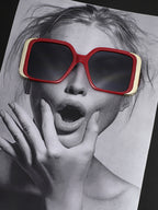 Solid Oversized Sunglasses - Red