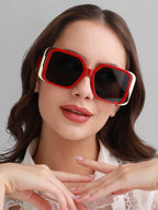 Solid Oversized Sunglasses - Red