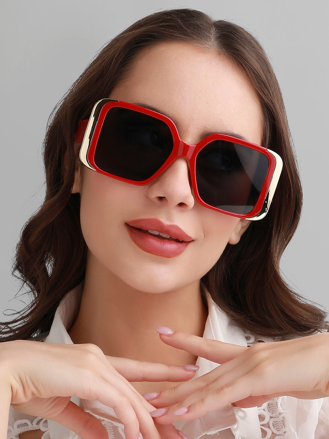 Solid Oversized Sunglasses - Red