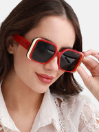 Solid Oversized Sunglasses - Red