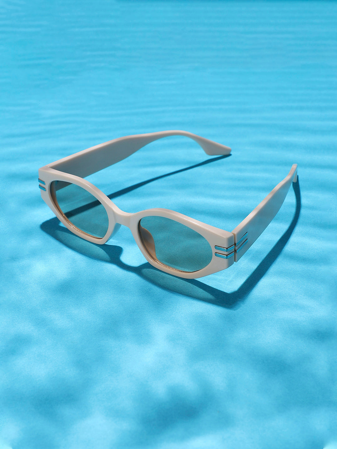 Solid Oval Sunglasses - Beige