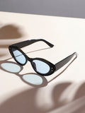 Solid Oval Sunglasses - Black