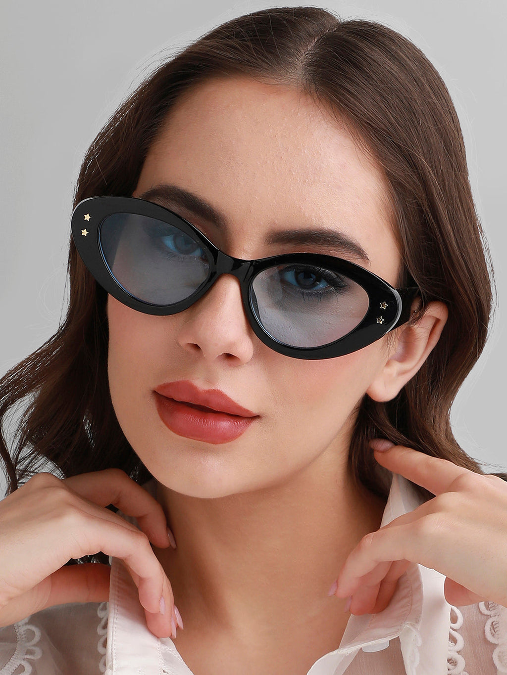 Solid Oval Sunglasses - Black