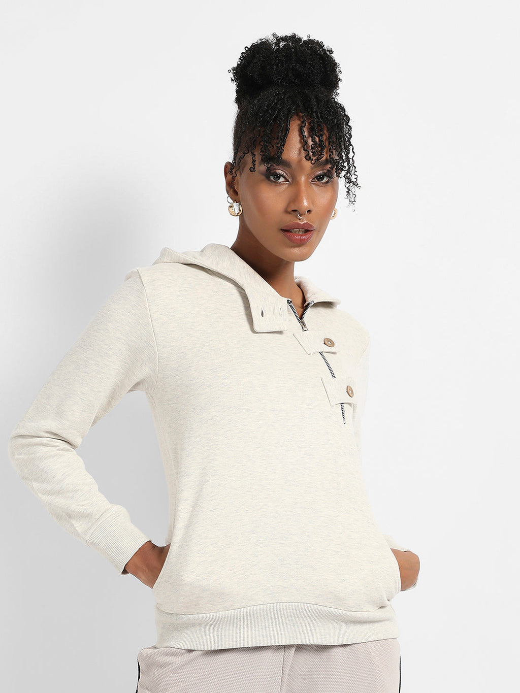 Hooded Jacket With Asymetrical Closure