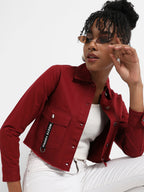 Cropped Jacket With Flap Pocket