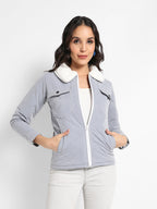 Quilted Flap Pocket Jacket With Fur Details