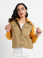 Denim Jacket With Sweatshirt Sleeve