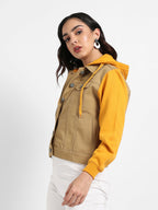 Denim Jacket With Sweatshirt Sleeve