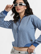 Zip-Front Striped Jacket With Ribbed Hem