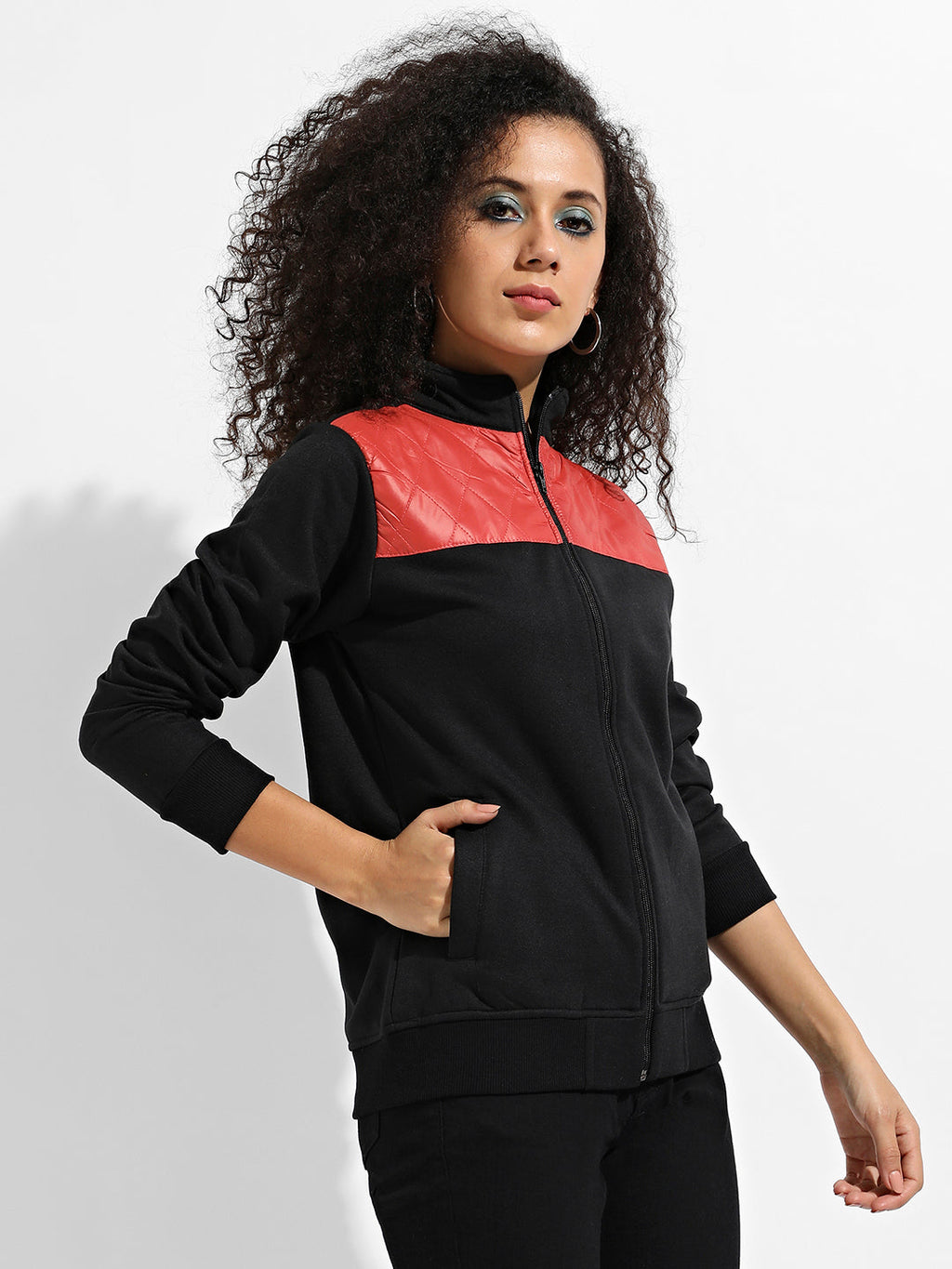 Zip-Front Jacket With Quilted Details