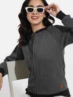 Zip-Front Hoodie With Contrast Hem
