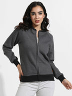 Zip-Front Hoodie With Contrast Hem