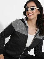 Zip-Front Hoodie With Polka Dot Detail