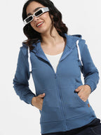 Zip-Front Hoodie With Contrast Drawstring