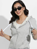 Zip-Front Hoodie With Contrast Drawstring