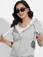 Zip-Front Hoodie With Contrast Drawstring
