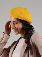 Solid Beret Hat - Yellow