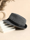 Striped Fedora Hat - Grey