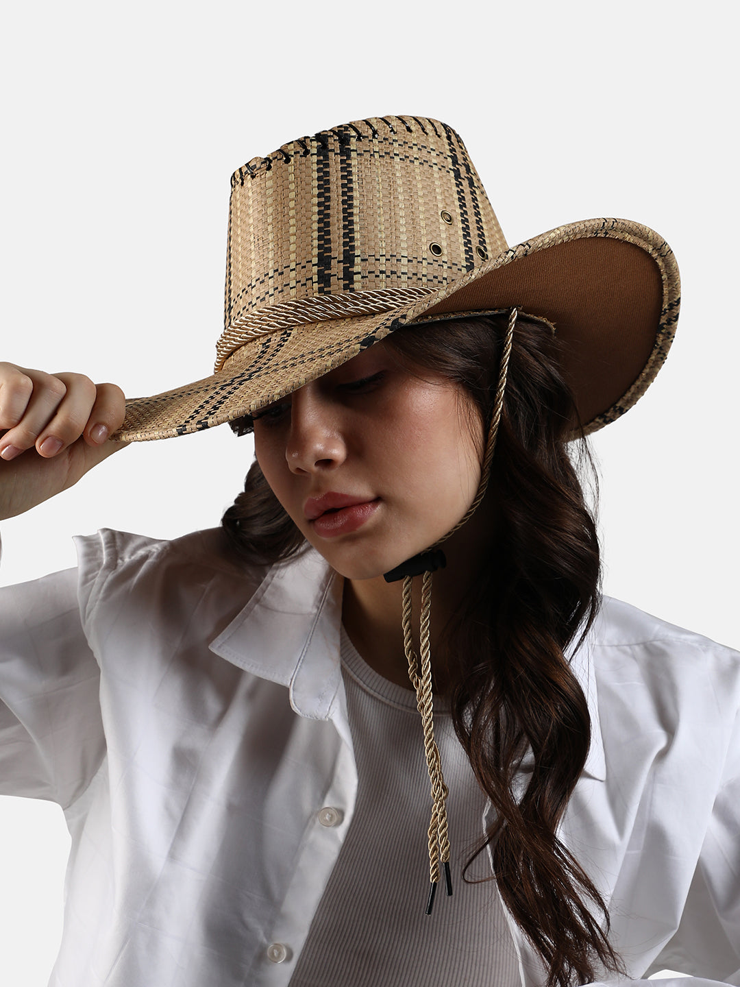 Haute Sauce Checkered Cowboy Hat - Brown