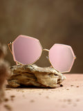 Haute Sauce Metallic Hexagonal Sunglasses - Gold