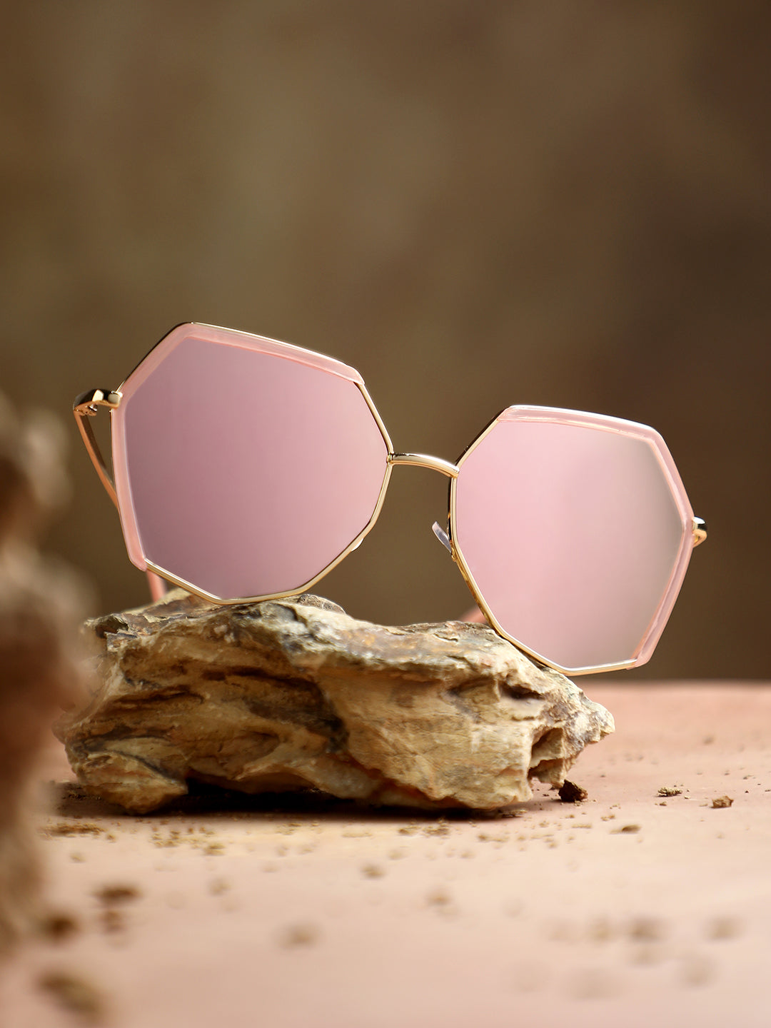 Haute Sauce Metallic Hexagonal Sunglasses - Gold