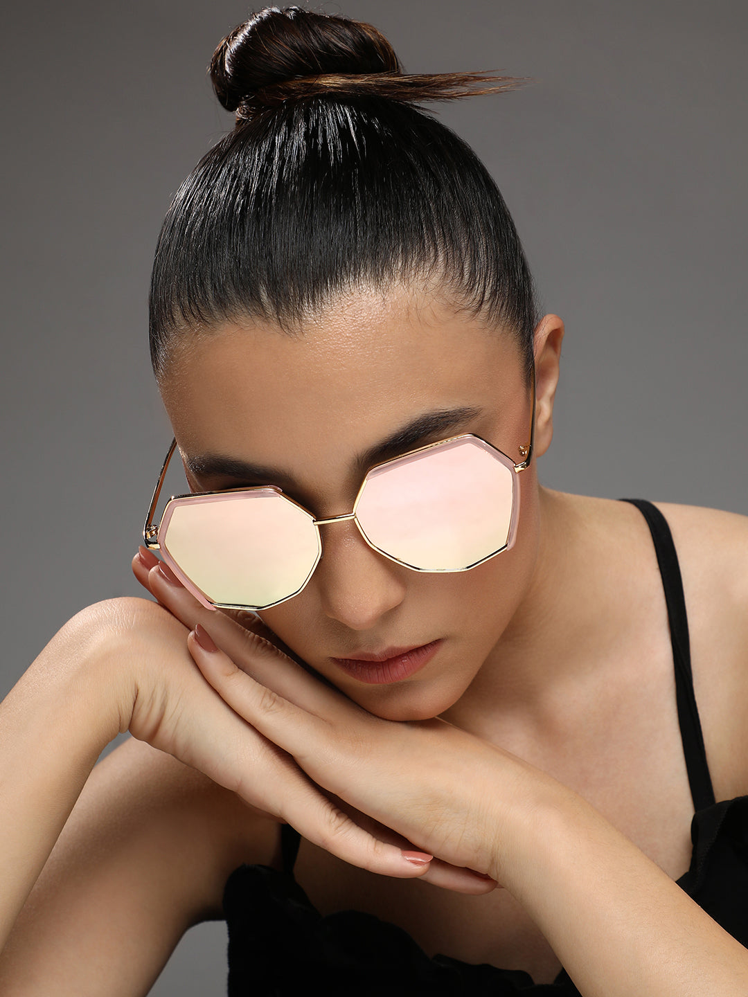 Haute Sauce Metallic Hexagonal Sunglasses - Gold