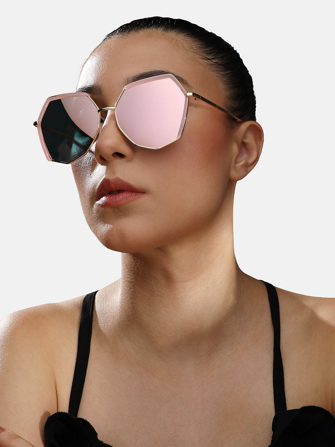 Haute Sauce Metallic Hexagonal Sunglasses - Gold