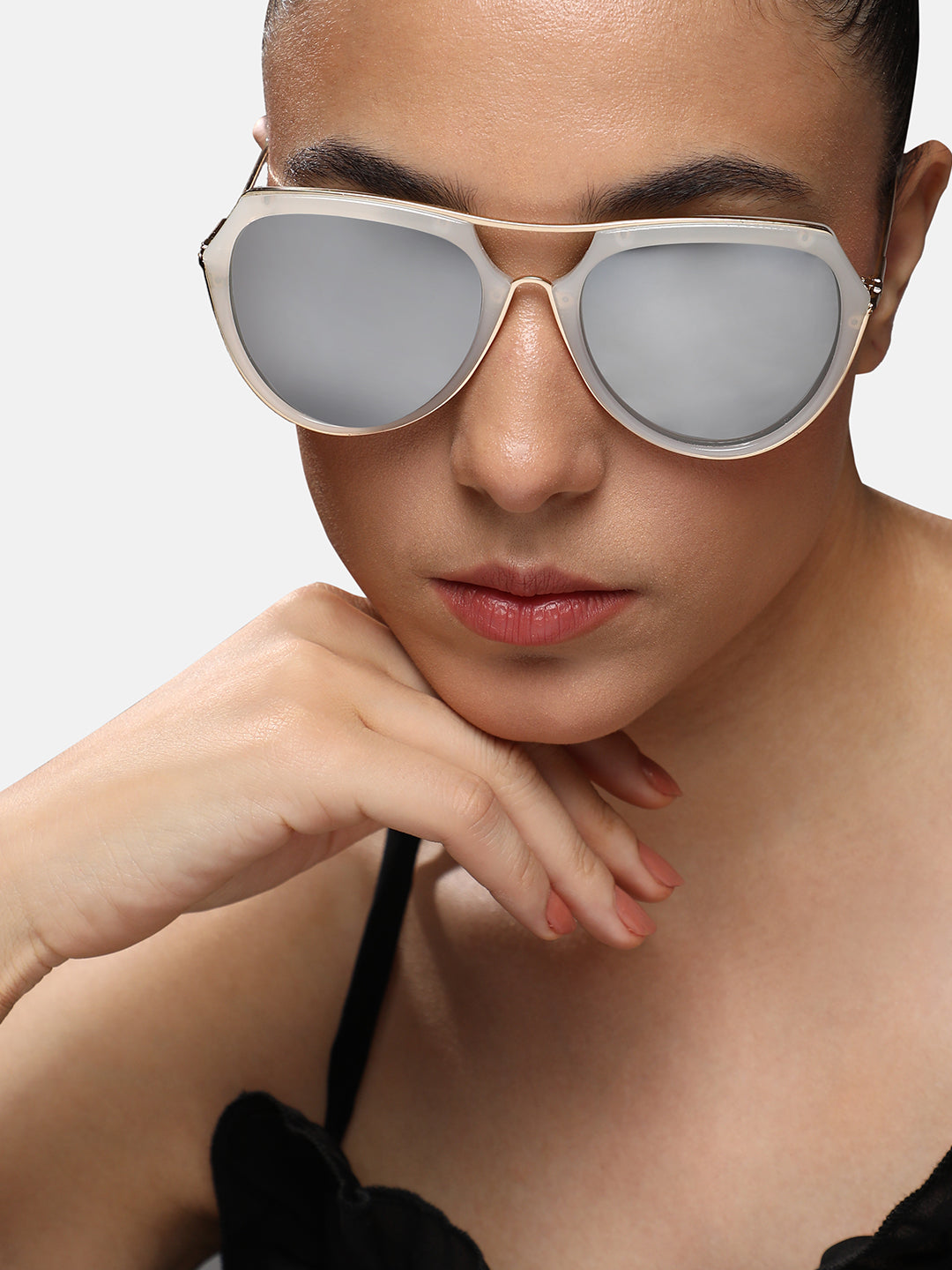 Haute Sauce Metallic Aviator Sunglasses - White