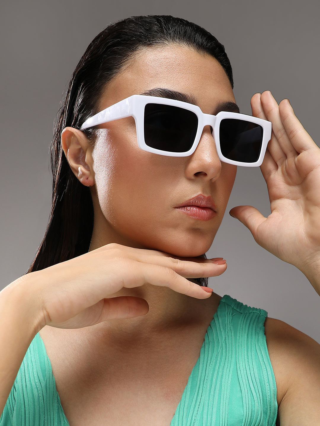 Haute Sauce Full Rim Rectangular Sunglasses - White