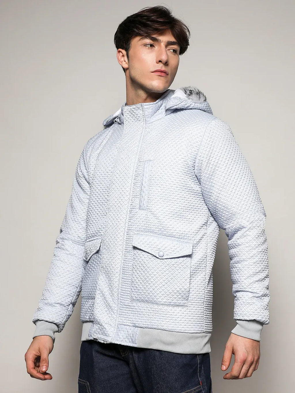 Campus Sutra Self-Design Rhombus Puffer Jacket