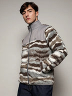 Campus Sutra Camouflage Sherpa Zip-Front Jacket