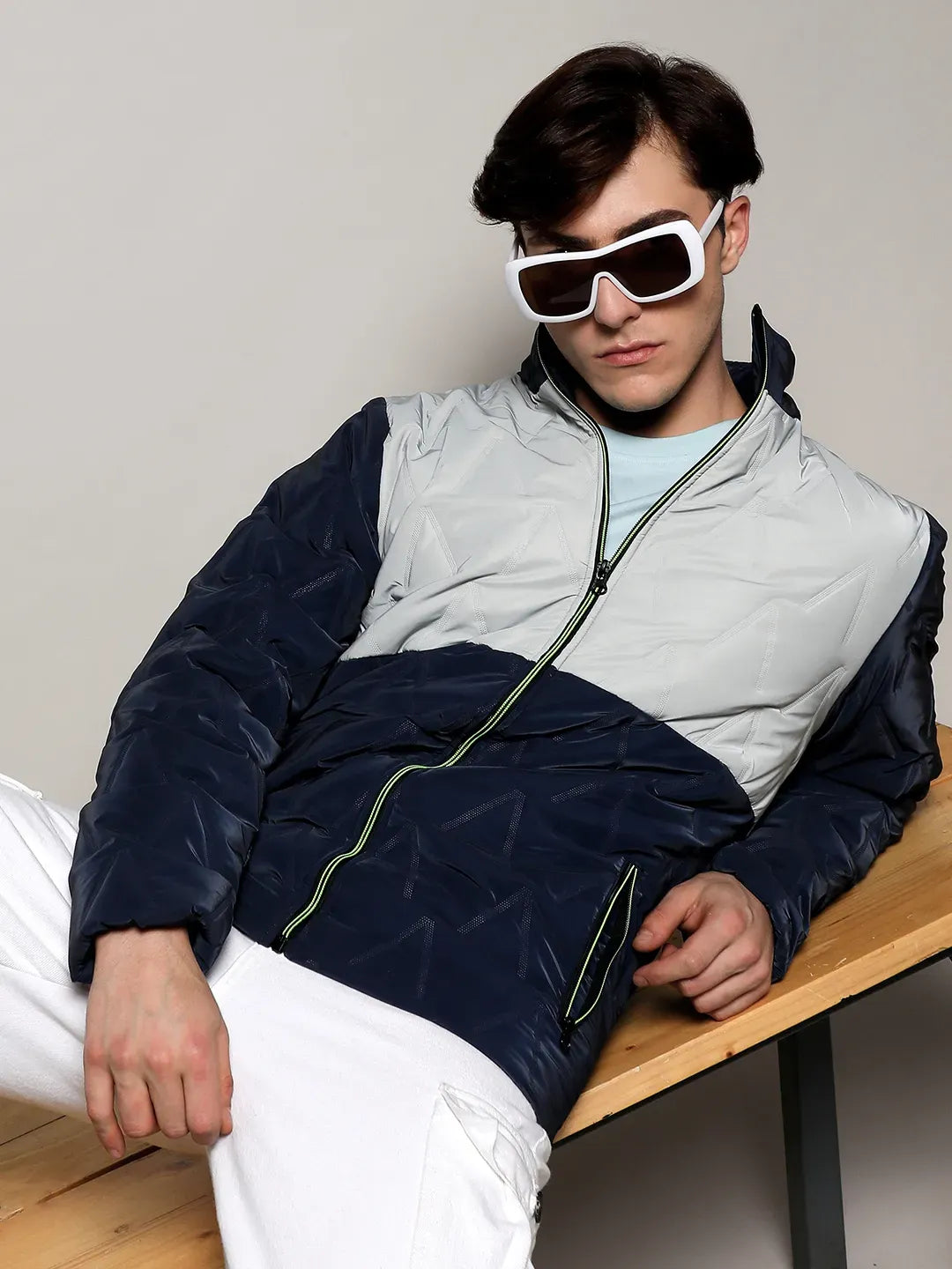 Campus Sutra Contrast V Quilted Puffer Jacket