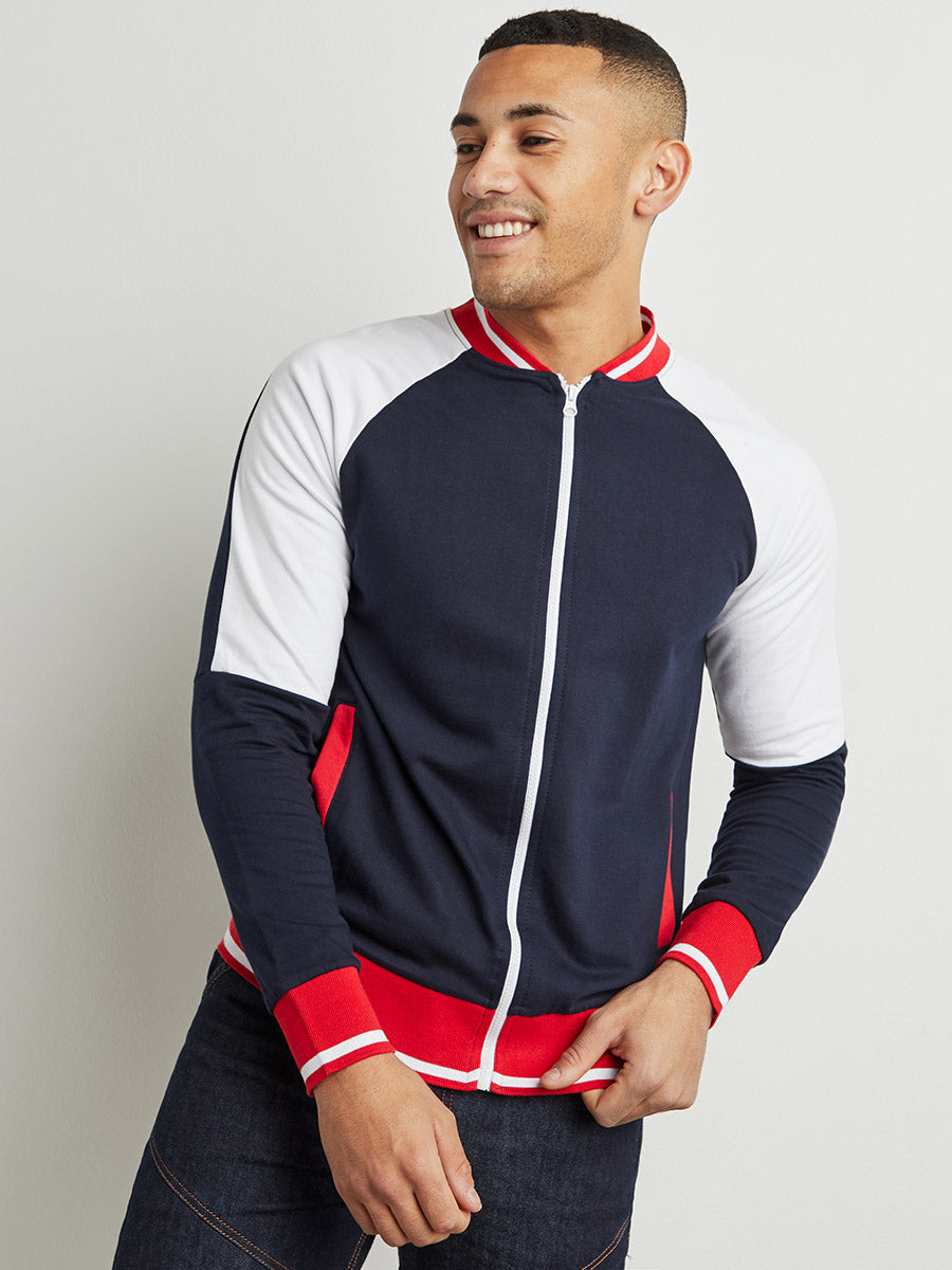 Campus Sutra Zip-Front Jacket With Raglan Sleeve