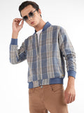 Campus Sutra Tartan Plaid Jacket With Ribbed Hem