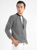 Campus Sutra Zip-Front Houndstooth Jacket